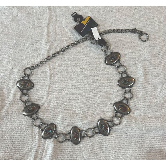 No Boundaries Women's Metal Chain Belt - Resin Rocks -  Stone Design -  Size M/L - Picture 3 of 11
